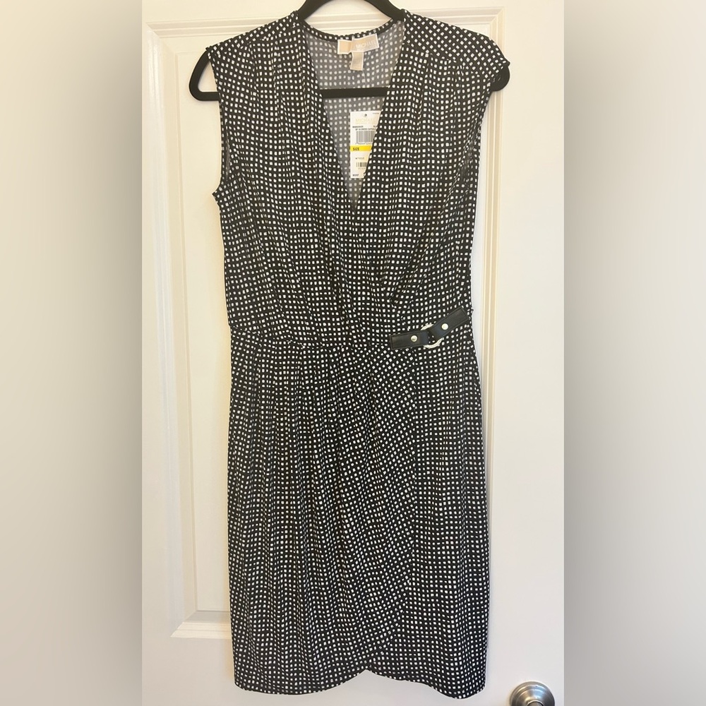 MICHAEL Michael Kors Black and White Square Midi Dress